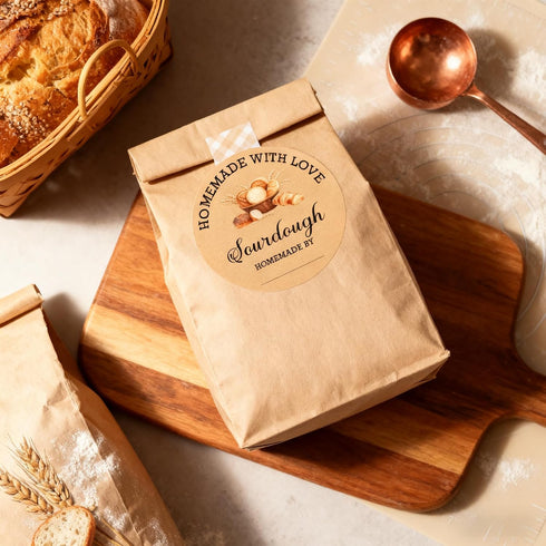 FENGHERUIA 2 inch Packaging 500 Sourdough Bread Supplies Sourdough Sticker Baked with Loved Stickers for Baked Good Pcs