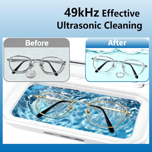 WHCASYO 49KHz 5 304 Ultrasonic Jewelry Cleaner, Enhanced Ultrasonic Cleaneing Machine with Modes Digital Timer