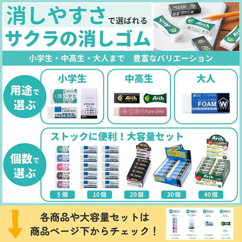 Sakura Crepas Eraser Pure Slim, 4 Colors RFWPS-4P