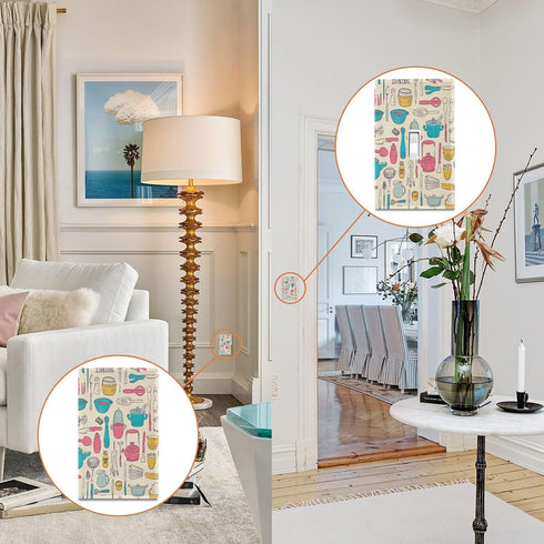 FLildon Kitchen Cookware Pattern Wall Plates, Duplex Outlet Covers, Toggle Light Switch Plates, Decorator Light Switch