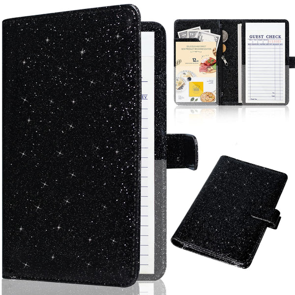 Server Book for Waitress-Leather Waitress Book Organizer with Zipper Pocket Cute Waiter