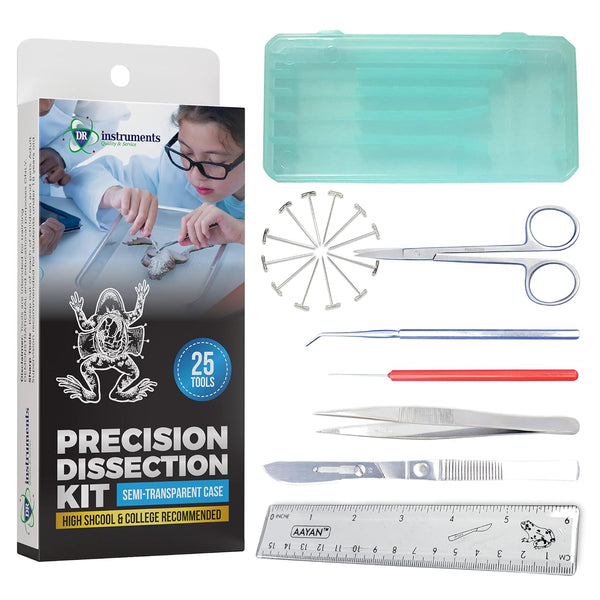 61936PCT 25-Piece Precision Dissection Kit - Biology Kit with 8 Stainless Steel Instruments & Extra Blades