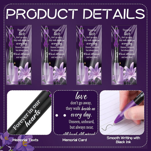 Sayglossy 60 Set Set 60 100 Memorial Funeral Favor for Guest Thank You - Funeral Ballpoints and Prayer Cards, Bags