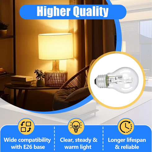 6-PCS A19 Bulb, 43 120V E26 60W Bulbs Halogen Light Watt Base, Replacement Non-LED for Table Lamps & Home Lighting