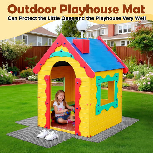 Wibeelee 14 36 48 Inches PCS Interlocking Outdoor Playhouse Mats X Waterproof Non-Slip Plastic Tiles, Playground