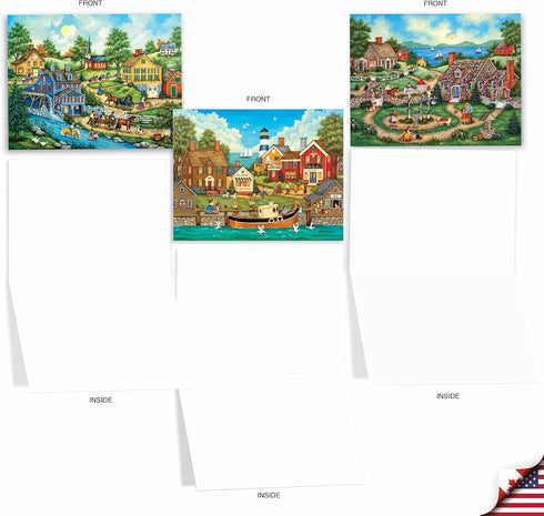 The Best Card Company - 10 Blank Note Cards Boxed (4 x 5.12 Inch) - Architecture, Assorted All Occasion Cards