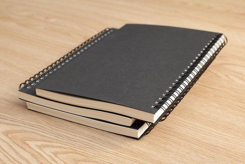 TWONE 3 Packs Soft Cover Notebook, Lined Paper, Black Spiral Notebooks, 100 Ruled Pages, 50 Sheets, 8.25 x 5.55 inch
