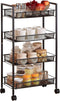 crkmire 4 Tier Metal Rolling Cart, Utility Storage Cart with Wheels and Handle