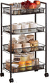crkmire 4 Tier Metal Rolling Cart, Utility Storage Cart with Wheels and Handle