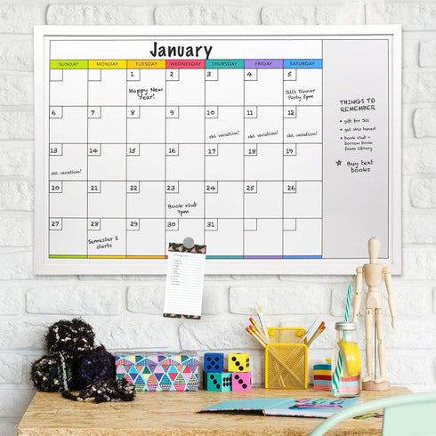 Excello Global Products Magnetic Dry Erase Calendar Whiteboard, Large 20"x30" Weekly Monthly Format Planner