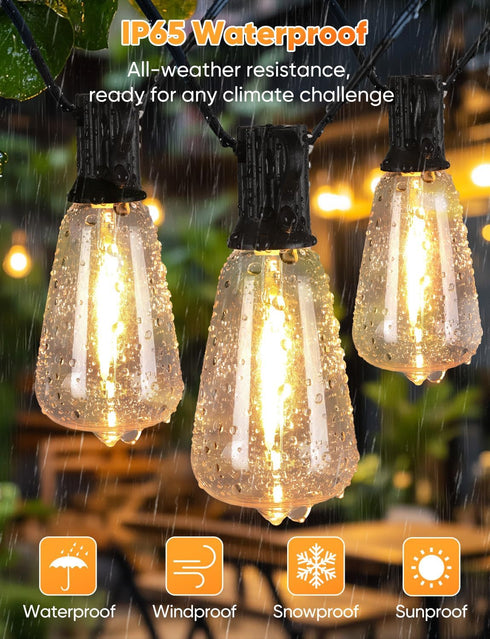 50FT 16 ST38 Bulbs, 3 2 Dimmable Brightever Outdoor String Lights with Remote, LED String Lights for Outside