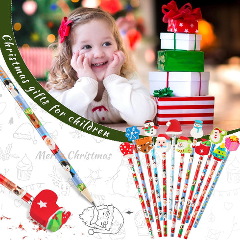 Hicarer Christmas Pencils, Wooden Pencil for Kids, Multicolored Snowman Santa Claus, 36 Pieces