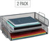 Mind Reader 2 Pcs. Stackable Paper Tray, Metal Mesh Desktop Organizer for File Storage, 14" L x 9.75" W x 6" H, Silver