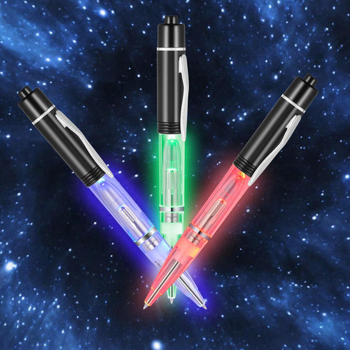 Penyeah Light Up Pen, Black Led Pens With Light for Writing in Dark Places, 0.7mm, Black Ink Ballpoint Pens For School/Camping/Events - White/Red/Green/Blue (Pack of 4) by Penyeah