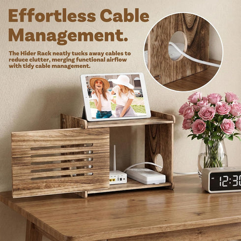 HANLANXUE Wood Router Shelf Projector Shelf Projector Stand Router Storage Box Modem Cable Routers Cover Organized