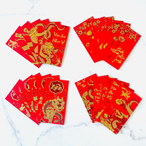 Generic 24 Pieces Vietnamese New Year Red Lucky Money Envelopes, Large Size 6.5"x3.5"
