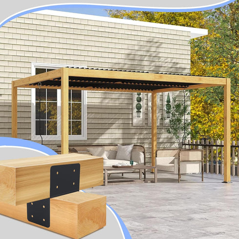 4 Pcs Joist Anchor Connector for 6"x 6" Post, Roof Tie Header Hanger Joint Post Cap for Outdoor House Carport Shed