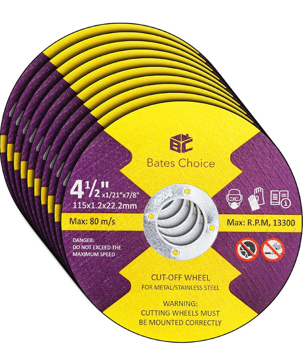 Bates Cutting Wheels, 10 Pack, 4-1/2” x 7/8”, Cut Off Wheels for Angle Grinder