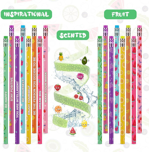 Leinuosen 72 Pcs Scented HB Pencils for Kids, Colorful Fun Wood Pencils with Erasers for School Office Classroom