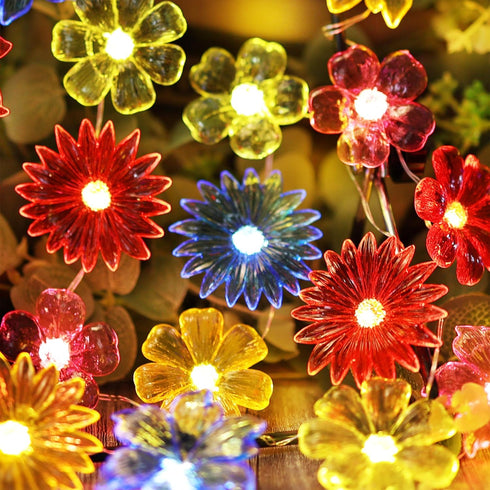 7ft 20LED JASHIKA Fairy Lights Decorative Flower Lamp -Waterproof Battery Operated String Lights Indoor Outdoor- Floral