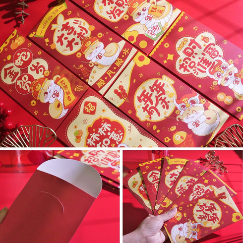 KESTAR 2025, 30Pcs 6 3.5x6.7Inch Chinese New Year Red Envelopes Chinese Traditional Lucky Money Hong Bao Red Envelope