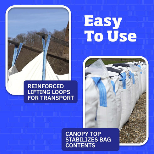 200-Gallon 2200 lbs, DURASACK Heavy Duty Builder's Bulk Bags White Woven Polypropylene Contractor Trash Bags for Demo