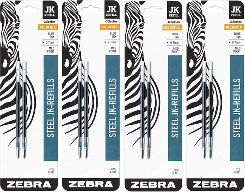 Refill for G-301 Gel Rollerball Pens, Blue Med Point, 4 Pack (2pcs each)