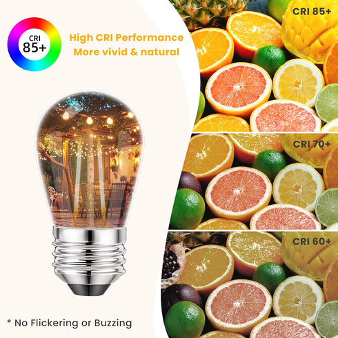 Svater 15 Pack 2W S14 Replacement LED Bulbs, Dimmable Vintage Edison Lights, E26 Base, IP65 Waterproof