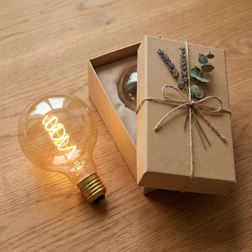 G125/G40 Bulb 2200K Dimmable Bulb,6W E26 Bulb 1Pack Large Vintage Oversized LED Edison Amber Glass Warm White Light
