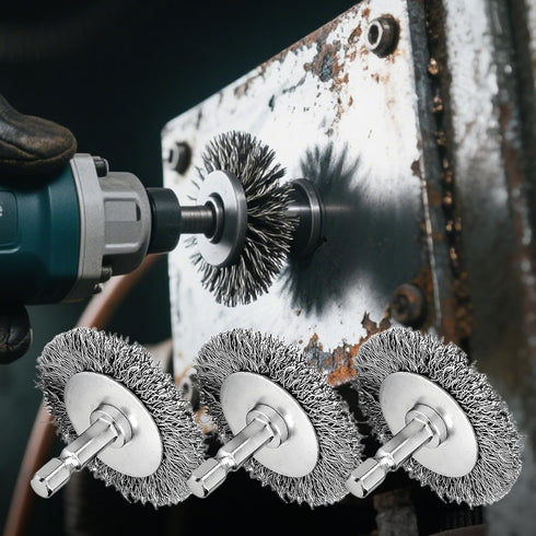 6 3 Inch 1/4-Inch Pieces Wire Brushes for Drill, Abrasive Wire Brush Kit with Hex Shank for Rust Removal, Polishing