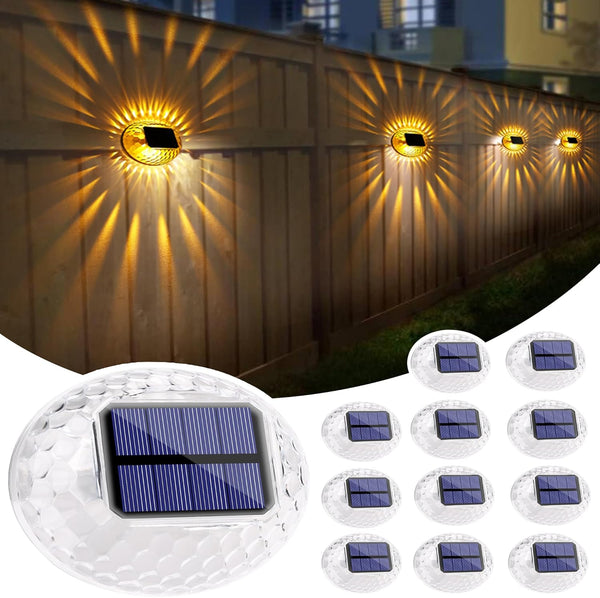 LYHOPE Solar Fence Lights Outdoor, IP65 Waterproof Solar Light for Outside, 12