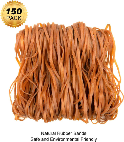 Large Rubber Bands 150pcs - Strong Elastic Rubber Bands for Office Supply, Trash Can, File Folder, Perfect for Home