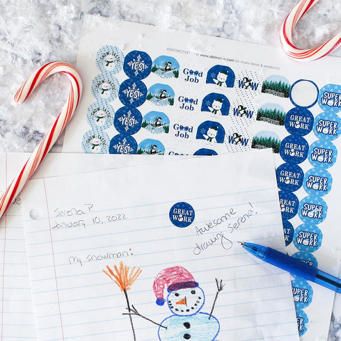 Winter Teacher Reward Stickers for Kids, Grading Stickers for Student Incentives - 1,080 Count