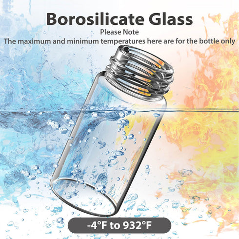 FOUR E'S SCIENTIFIC 100 Pack 20ml Clear Glass Sample Vials - 0.7Oz with Black PP Screw Caps for Lab and Essential Oils
