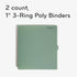 U Brands Poly Performance 1" Binders, Set of 2, Olive Green, Expanding File Pocket