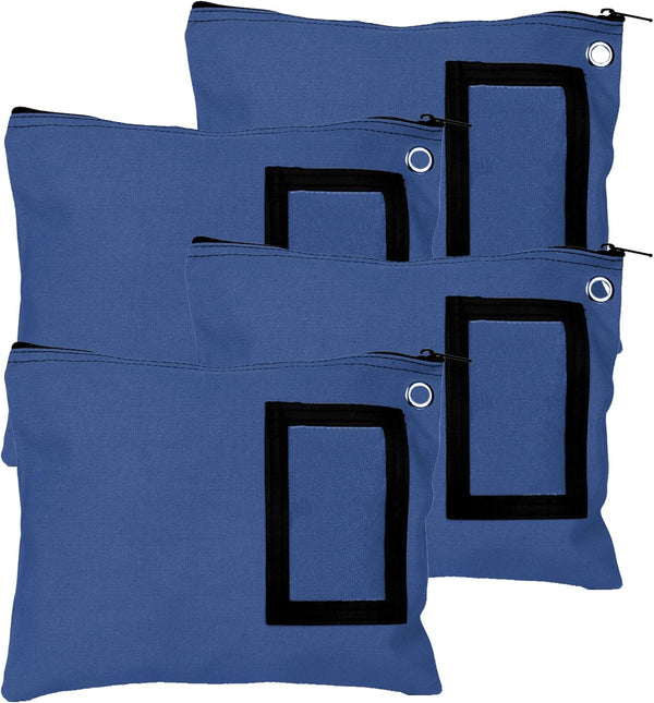 BankSupplies Canvas Zipper Bags, Set of 4, Large Storage Bags with Grommet for Zip Tie & Padlock