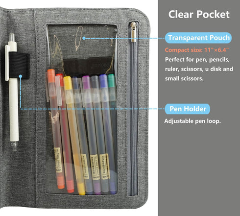 Folio Cover for Rocketbook Everlast Fusion, Multi A5 Size Notebook Organizer with Pen Loop/Business Card Holder, 9.6" x