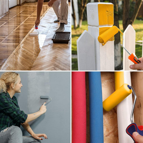 WORKPRO 12-Pack Foam Paint Roller Kit, 4 inch Mini Paint Roller for Painting Walls, Cabinets, Doors, Fences