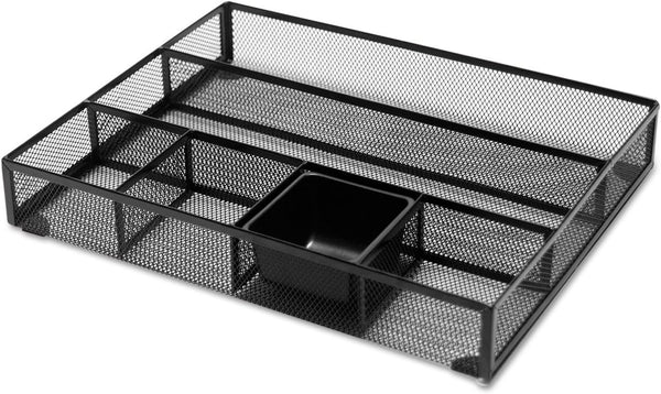 Universal UNV20021 Metal Mesh Drawer Organizer, 15 in. x 11.88 in. x 2.5 in., 6 Compartments, Black
