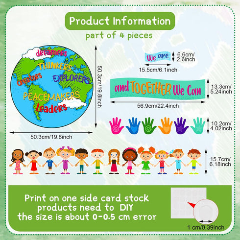 Tinlade 67 Pcs One World Together We Can Change The World Bulletin Board Set for Classroom