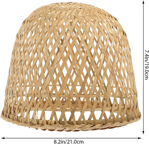 21cm Cabilock Bamboo Woven Lamp Shade, Handmade Weave Lampshade Natural Wicker Chandelier Lamp Cover Boho Lamp Shades