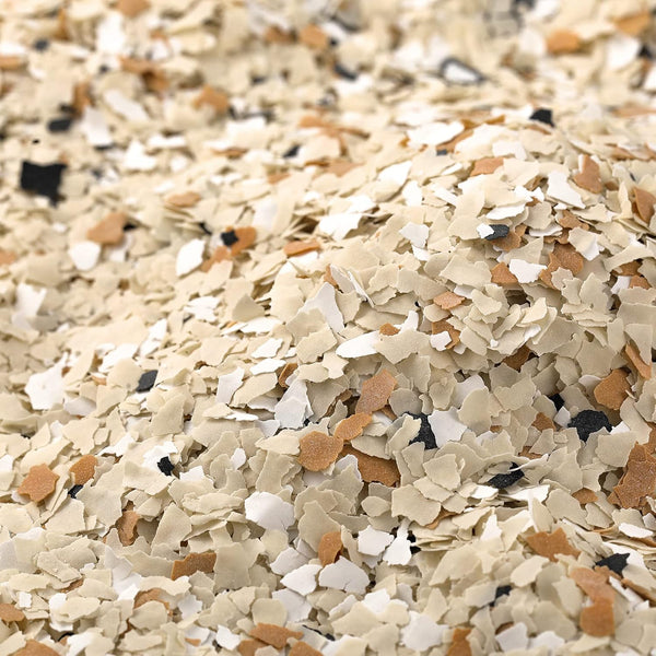 350 G Decorative Color Chips Epoxy Flakes 3-5 mm Blend for Concrete Floor Coatings, Light Brown Beige Black Tan