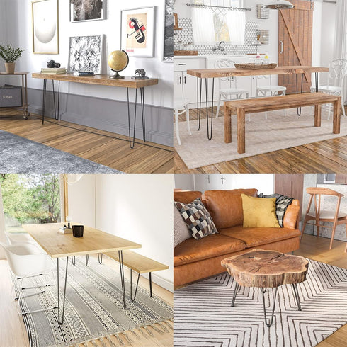 10 inch, 3/8" 4 Genius Iron Hairpin Furniture Legs Solid Metal Steel Firm Welding Home DIY for Couch Dresser Cabinet