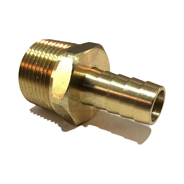 1/2" Hose ID to 3/4" Male NPT MNPT Straight Brass Fitting Fuel/AIR/Water/Oil/Gas/WOG (Qty 1)