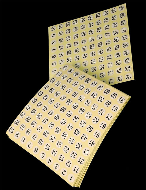 Mini Skater 15 Sheets Number Stickers 1 to 100 Small Self Adhesive Round 2/5 Inch Diameter for Office Storage Inventory