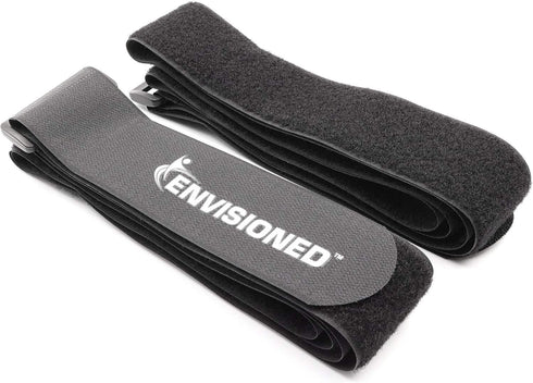 Reusable Cinch Straps 2" x 72", 2 Pack Hook and Loop Straps (Black)