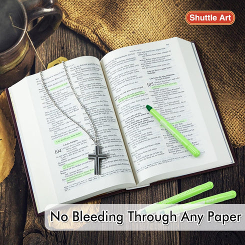 Shuttle Art 5 Pack Green Gel Highlighters - No Bleed Bible Journaling Supplies for Highlighting and Studying