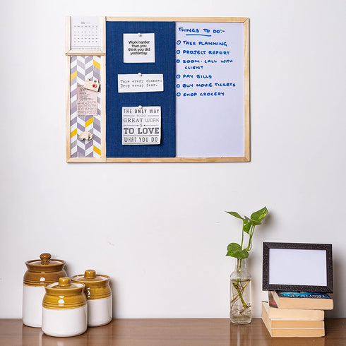 IVEI Combination Board - Pin and White Board Combo, Dry Erase and Bulletin Board, 15in X 19in, All Purpose (Blue)