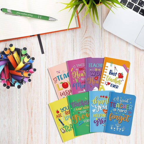 Funrous 32 Pcs Motivational Quote Pens, Inspirational Notepads Mini Journal with Ballpoint Pen Gift Set