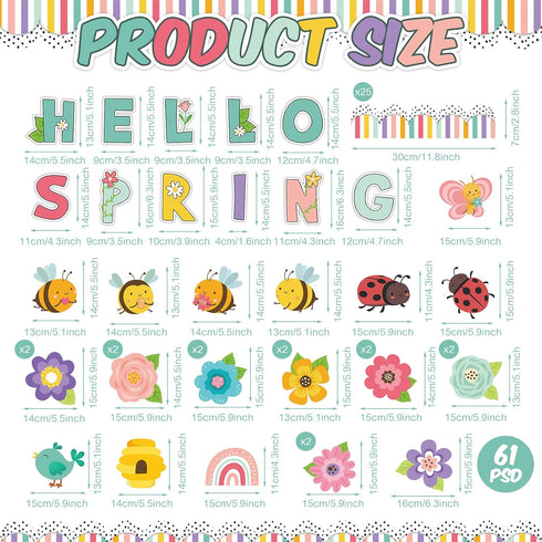 Hello Spring Bulletin Board Flower Bulletin Board Floral Paper Cutouts Floral Bulletin Board Decoration Butterfly Bird Bee Classroom Decor for Kindergarten School Spring Party Supplies(Spring) by Pasimy